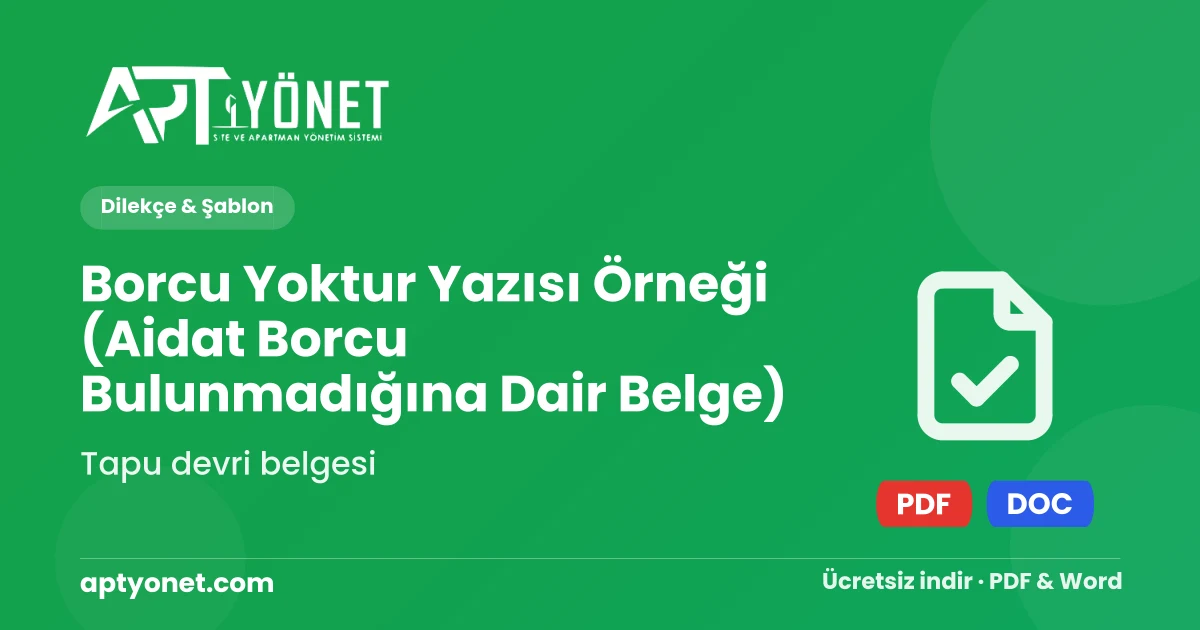 Borcu Yoktur Yazısı Örneği (Aidat Borcu Bulunmadığına Dair Belge) — kapak görseli