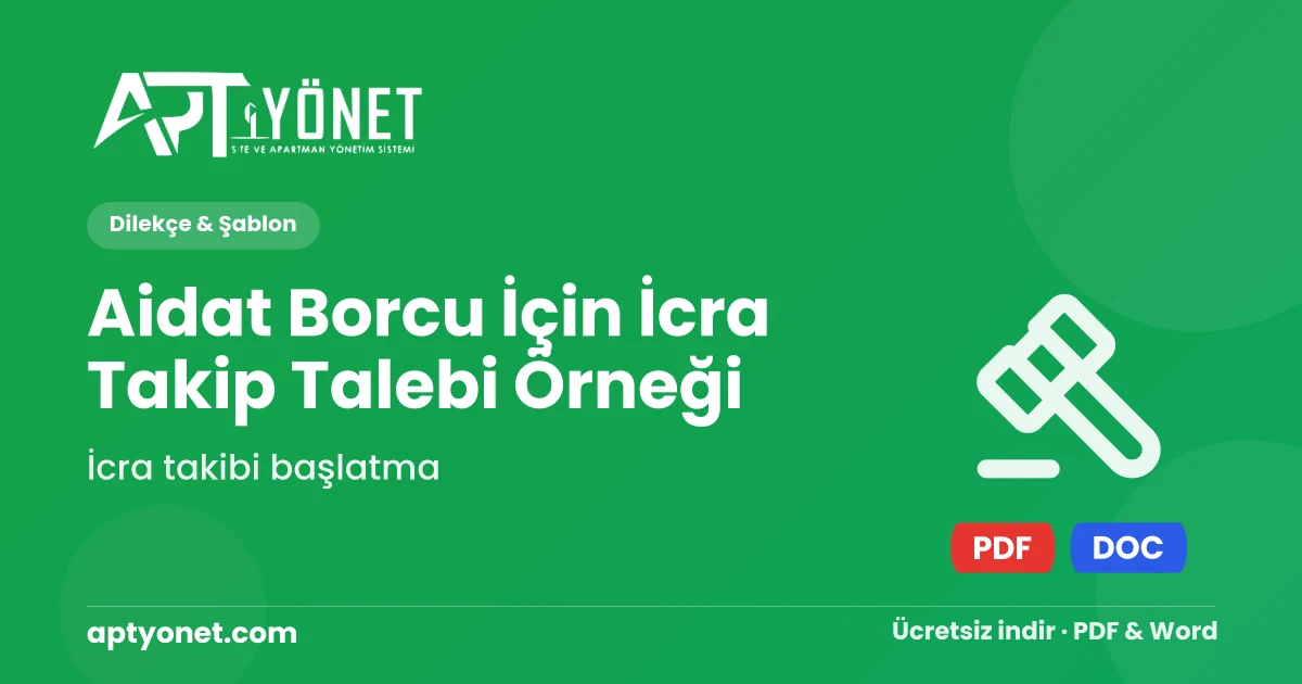 Aidat Borcu İçin İcra Takip Talebi Örneği — kapak görseli