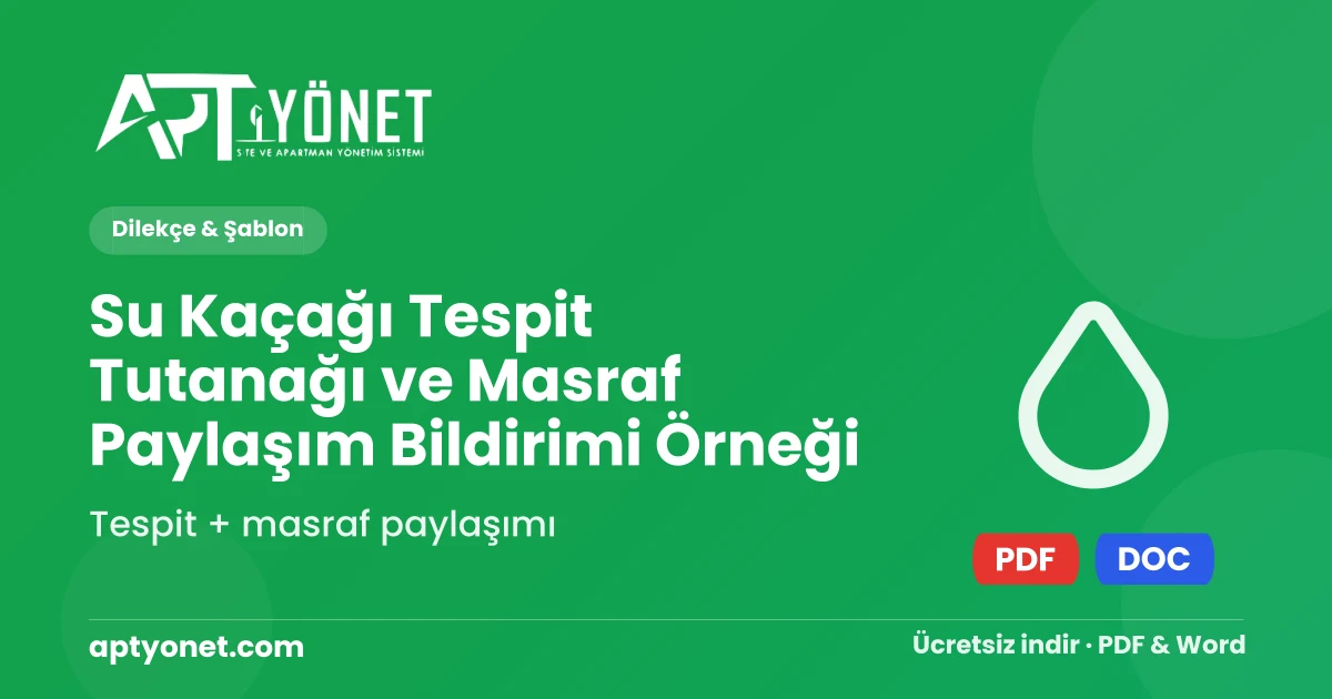 Su Kaçağı Tespit Tutanağı ve Masraf Paylaşım Bildirimi Örneği — kapak görseli