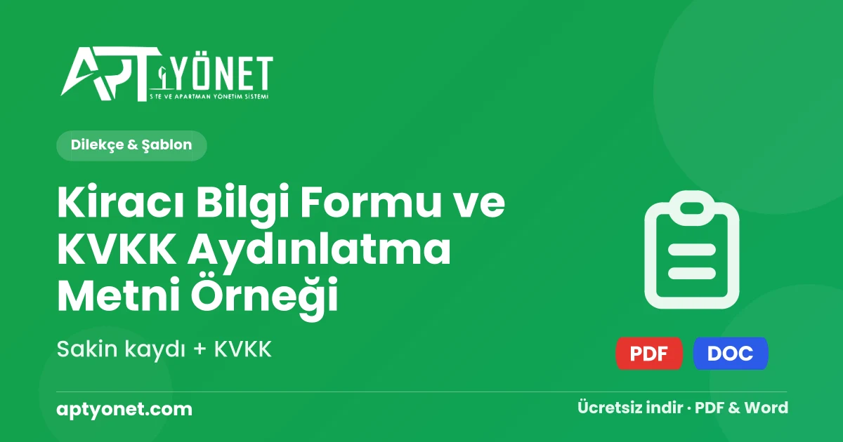 Kiracı Bilgi Formu ve KVKK Aydınlatma Metni Örneği — kapak görseli