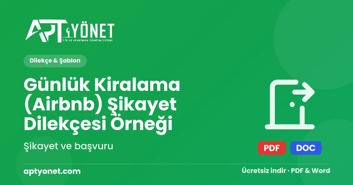 Günlük Kiralama (Airbnb) Şikayet Dilekçesi Örneği — kapak görseli