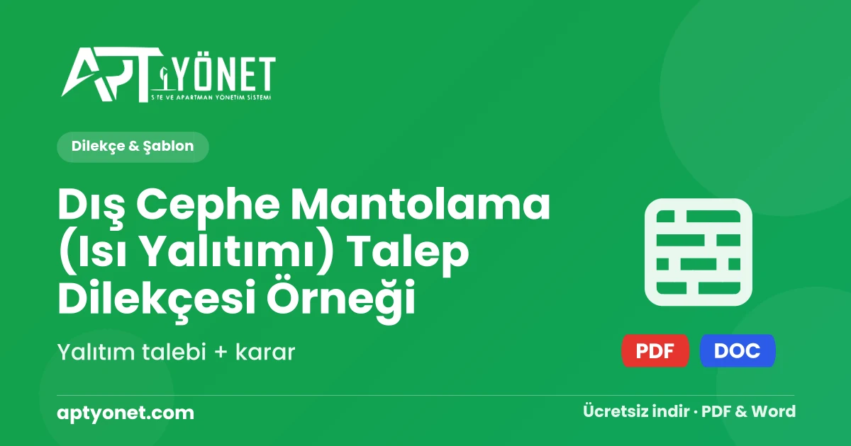 Dış Cephe Mantolama (Isı Yalıtımı) Talep Dilekçesi Örneği — kapak görseli