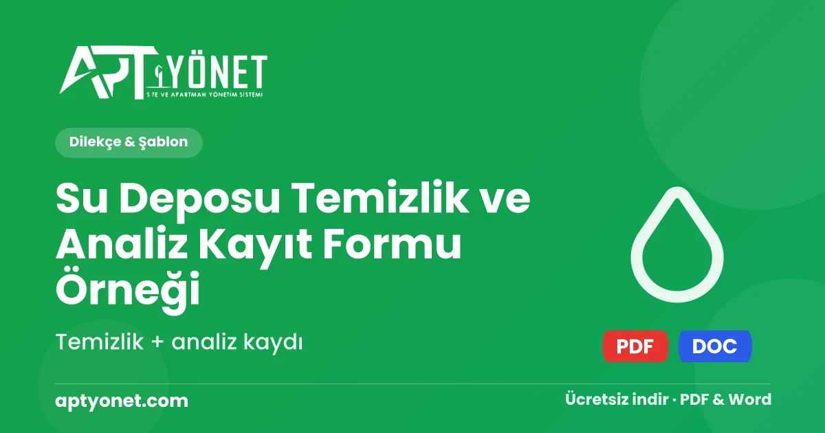 Su Deposu Temizlik ve Analiz Kayıt Formu Örneği — kapak görseli