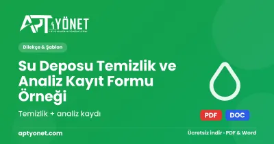 Su Deposu Temizlik ve Analiz Kayıt Formu Örneği — kapak görseli