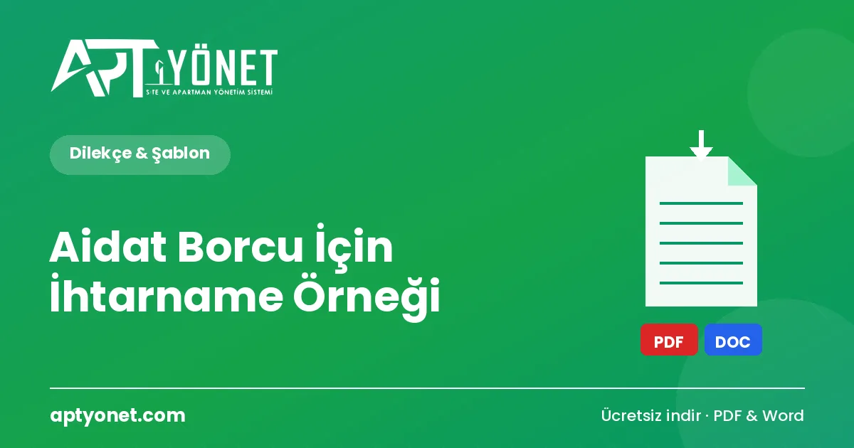 Aidat Borcu İçin İhtarname Örneği (Borçlu Maliğe) — kapak görseli
