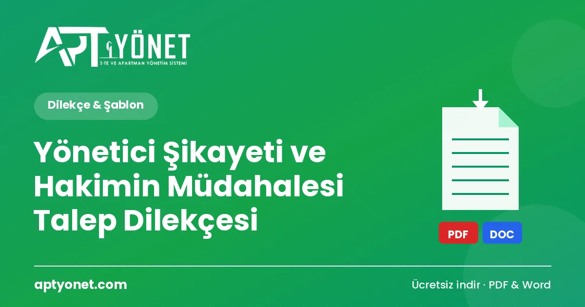 Yönetici Şikayeti ve Hakimin Müdahalesi Talep Dilekçesi — kapak görseli