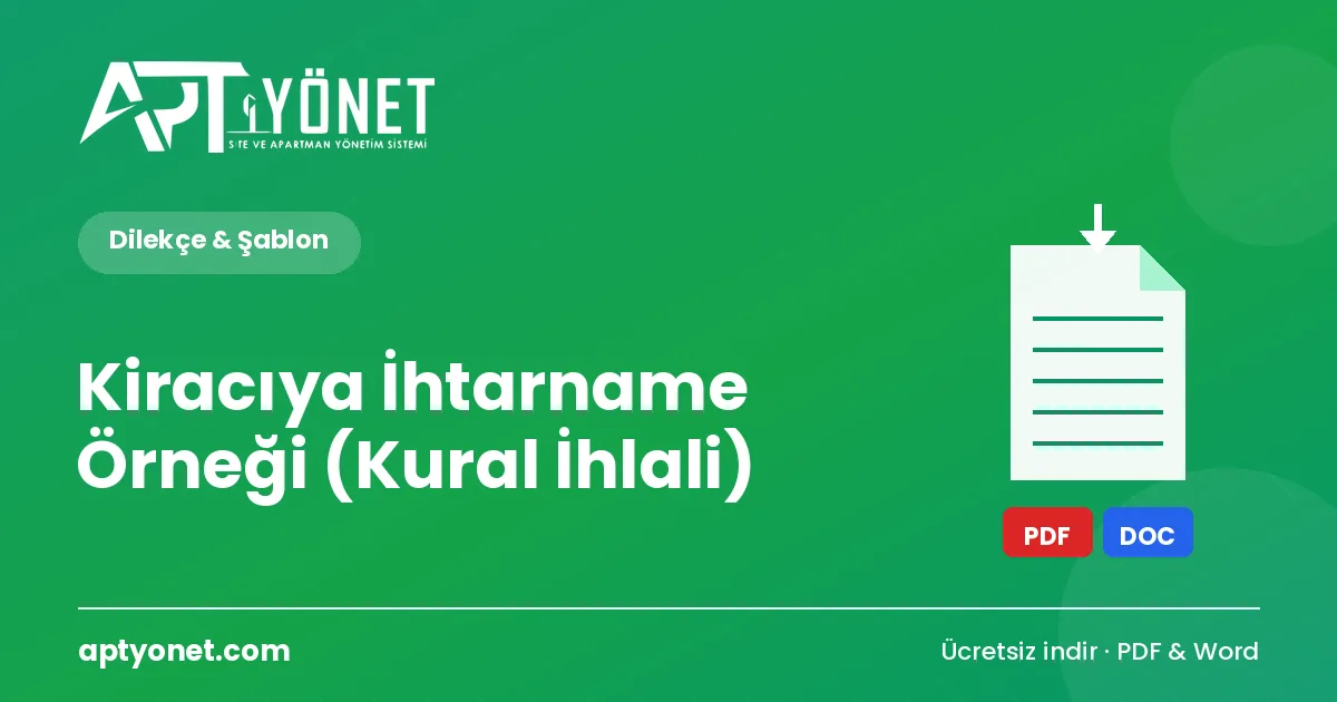 Kiracıya İhtarname Örneği (Kural İhlali ve Tahliye Uyarısı) — kapak görseli